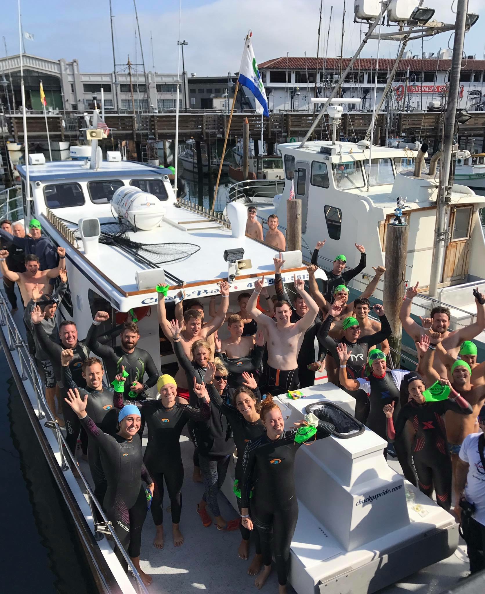 Support boat during Alcatraz swim